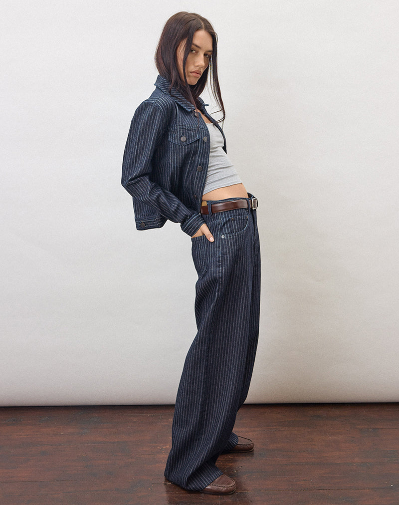 Image of Low Rise Roomy Jeans in Stripe Indigo