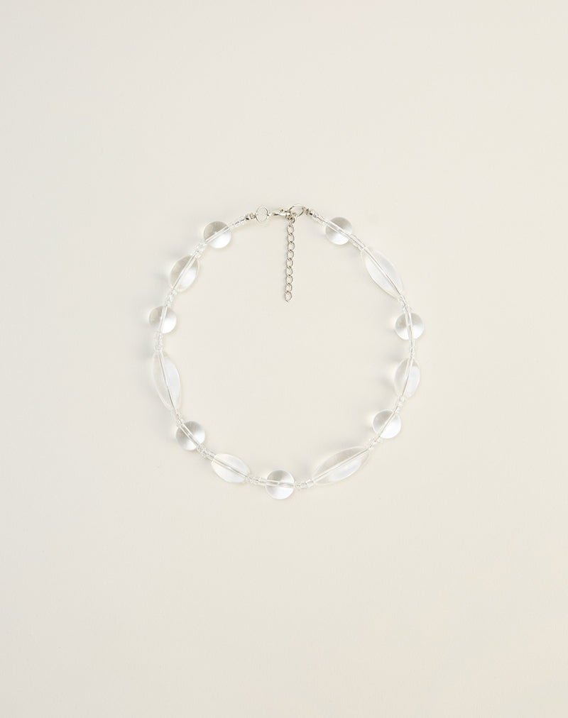 Clear Large Stone Silver Plated Necklace