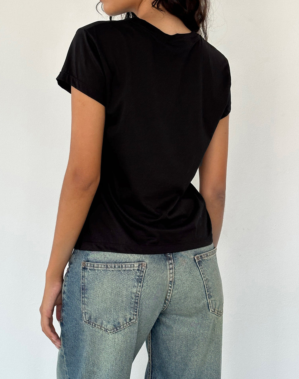 Clio Baggy Tee in Black Tissue Jersey