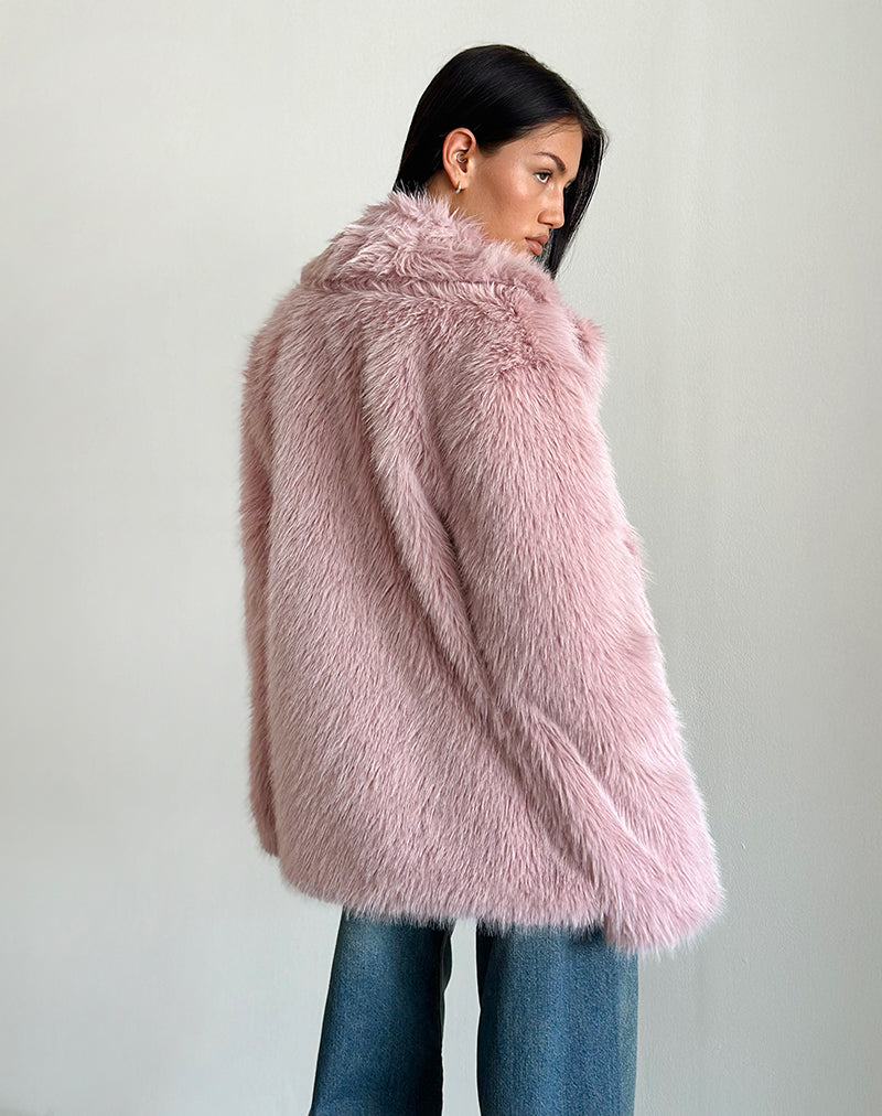 Image of Lupita Jacket in Faux Fur Dusty Pink