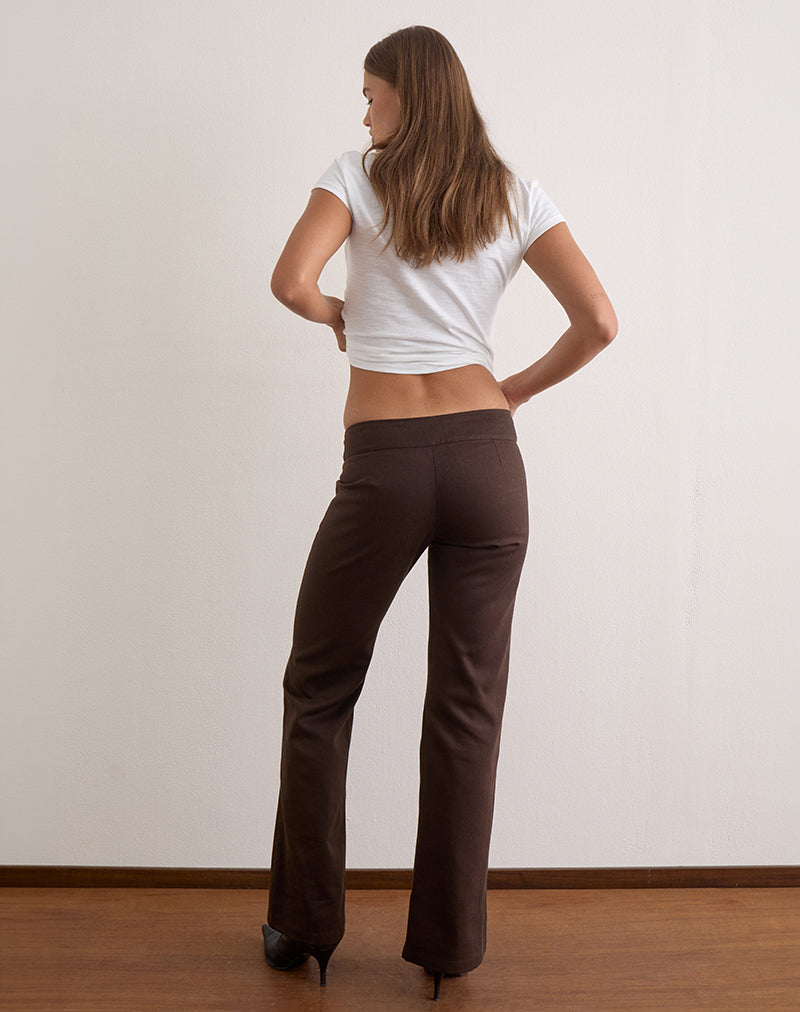 Image of Vanla Flare Trouser in Peached Twill Brown