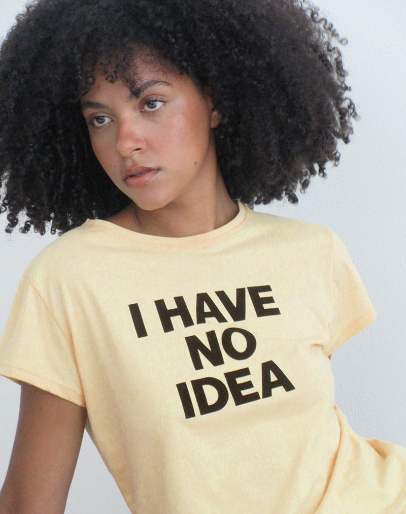 Clio Baggy Tee in Lemon with I Have No Idea Graphic