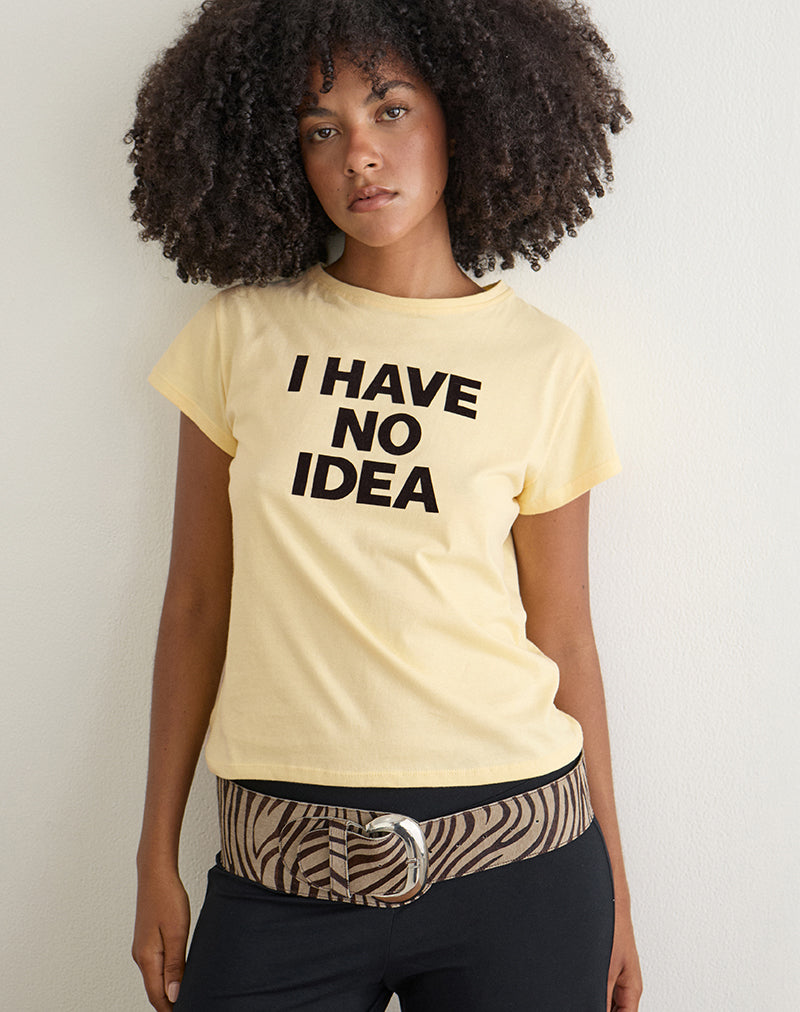 Image of Clio Baggy Tee in Lemon with I Have No Idea Graphic