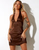 Image of Coda Bodycon Dress in Satin Rich Brown