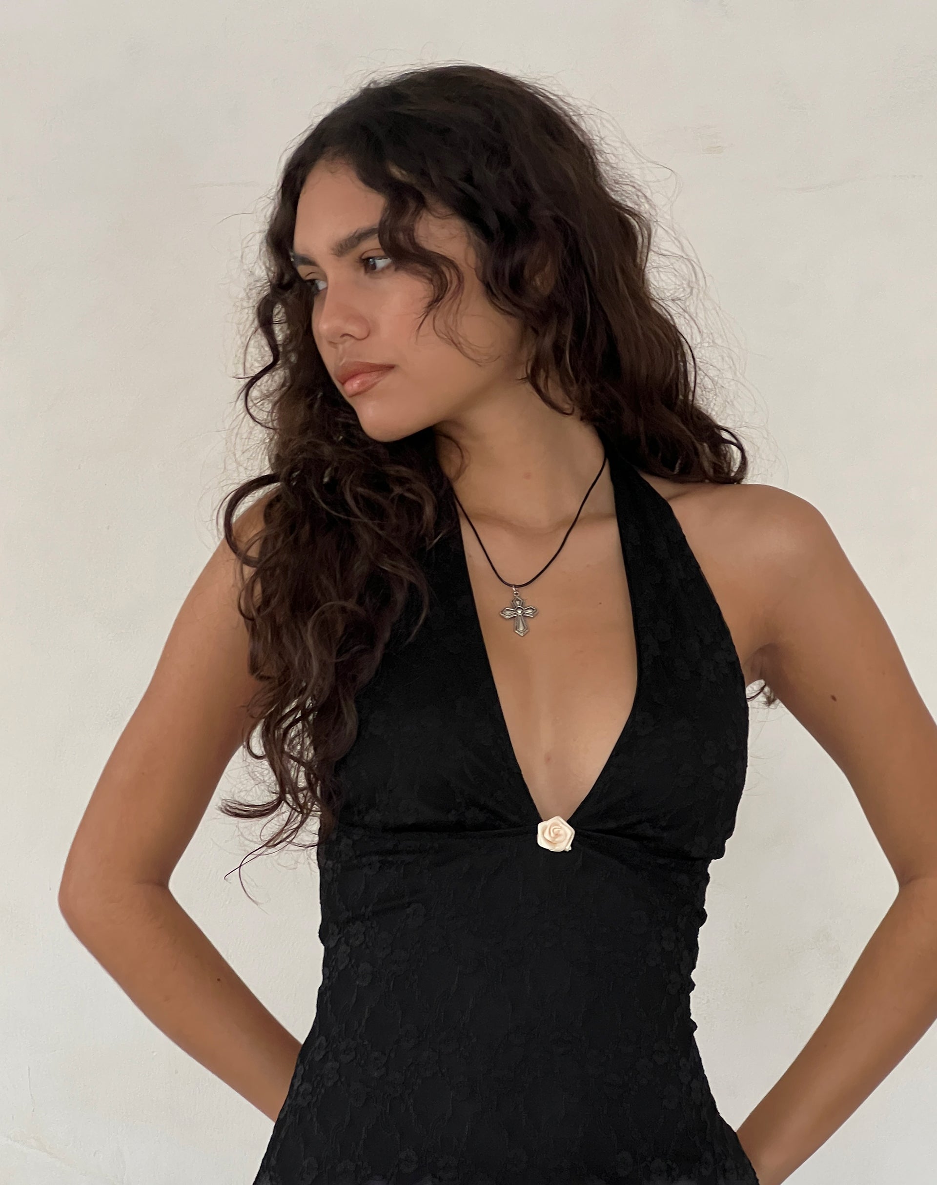 Black Lace Halterneck Mini Dress | Codami – motelrocks-com-us