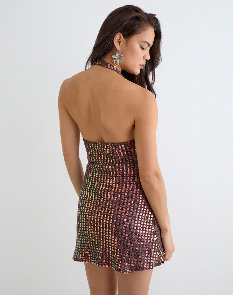 sparkle knit dress Codamo Mini Dress in Sequin Knit Dark Brown