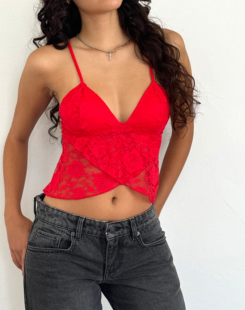 Deep Red Velvet Cami Top With Choker ❤ liked on Polyvore featuring tops,  red tank, red cami top, camisole tank top, r…