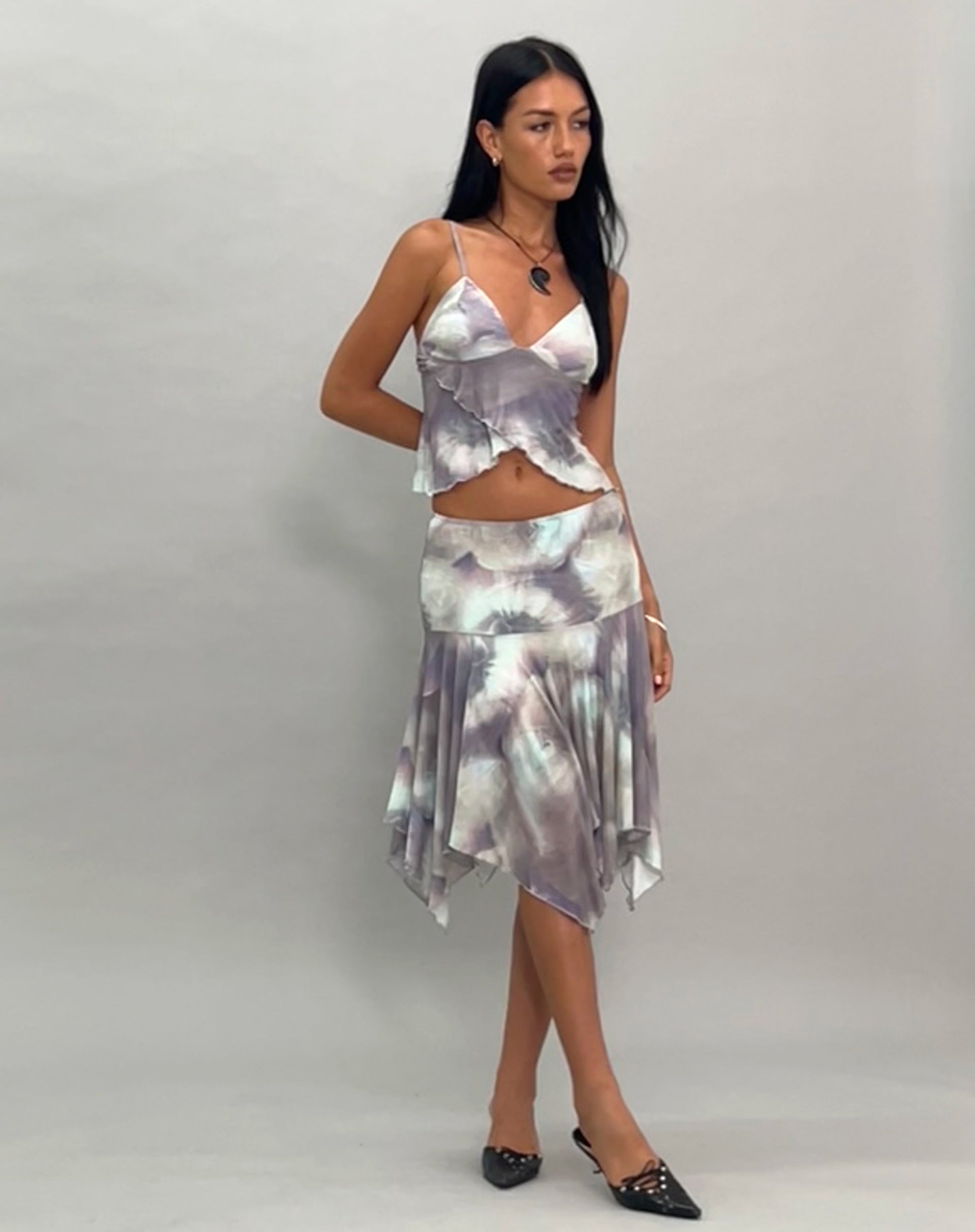 Printed Pearly Shell Mesh Butterfly Top | Cojira – motelrocks-com-us