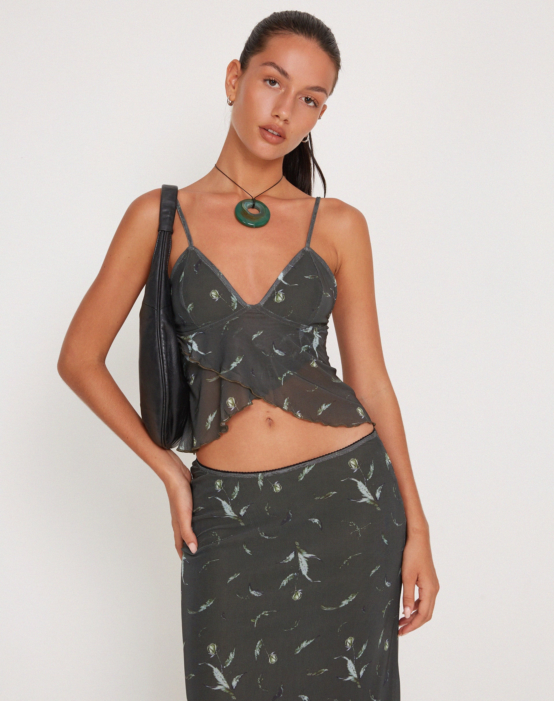 Tonal Paisley Green Mesh Butterfly Top | Cojira – motelrocks