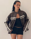 Image of Colton Jacket in PU Chocolate with Ivory Stripe