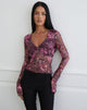 Image of Copriva Top in Abstract Rose Pink and Plum