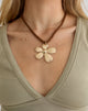Image of Cord Necklace with Gold Plated Flower Pendant