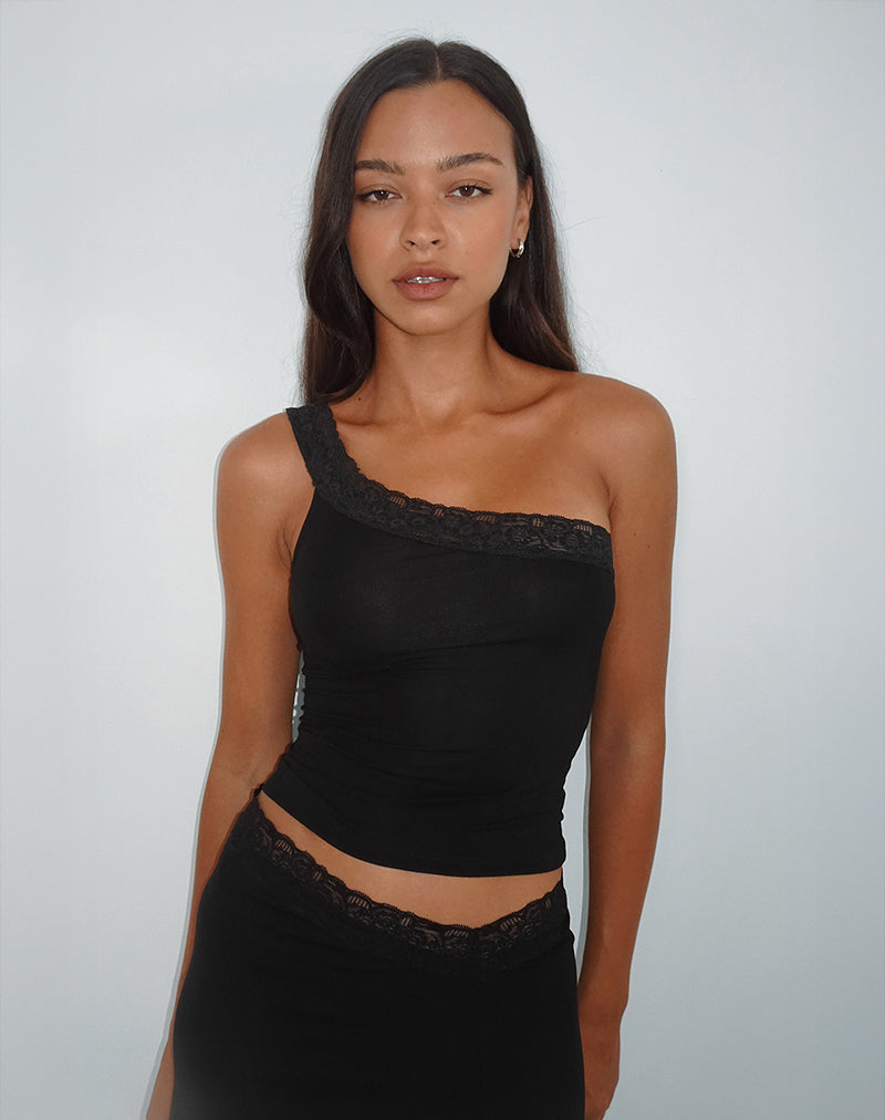 Image of Cordia One Shoulder Top in Black