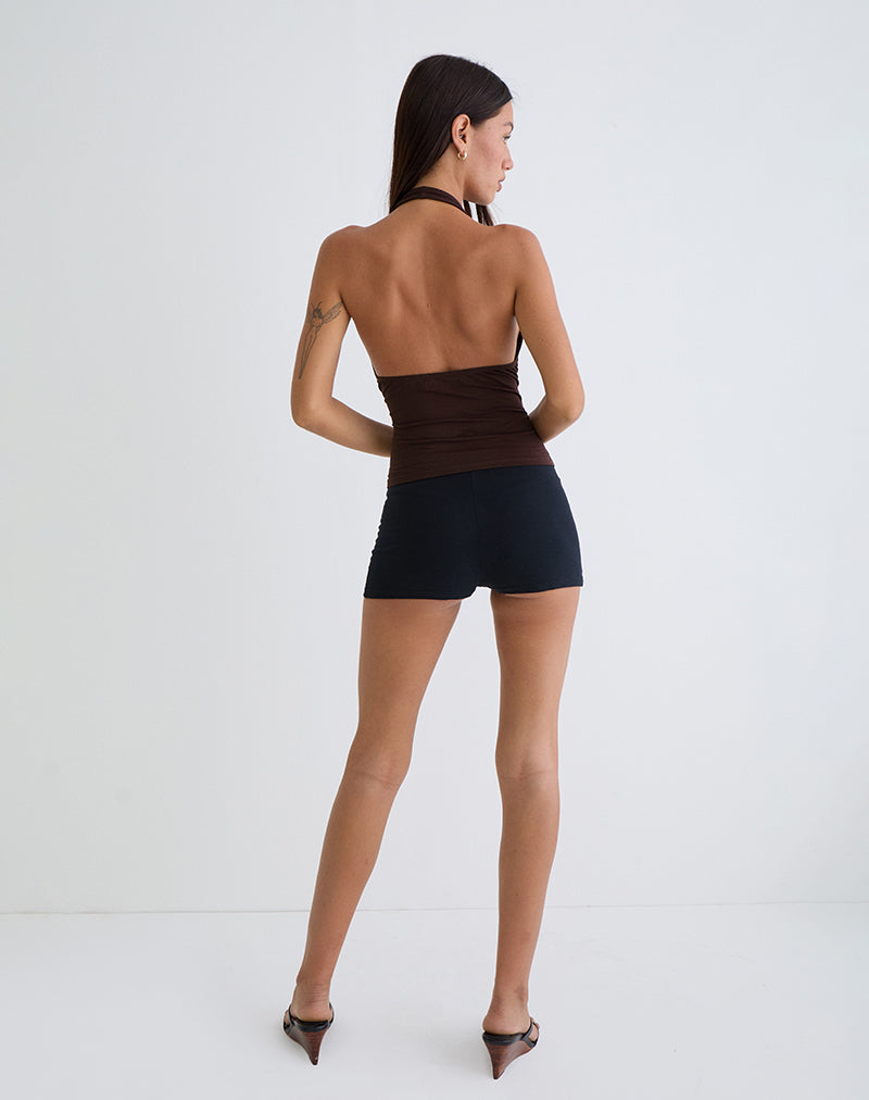 Image of Cosimo Halter Top in Rayon Bitter Chocolate