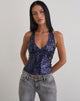 Image of Cosio Halter Top in Mix Sequin Navy