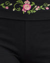 Black with Swirly Floral Embroidery