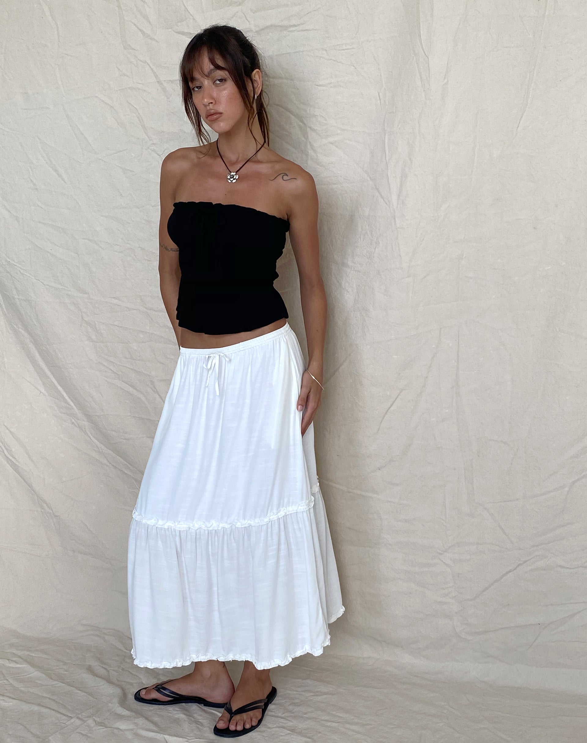 Off White Midi Skirt | Iyana – motelrocks-com-us