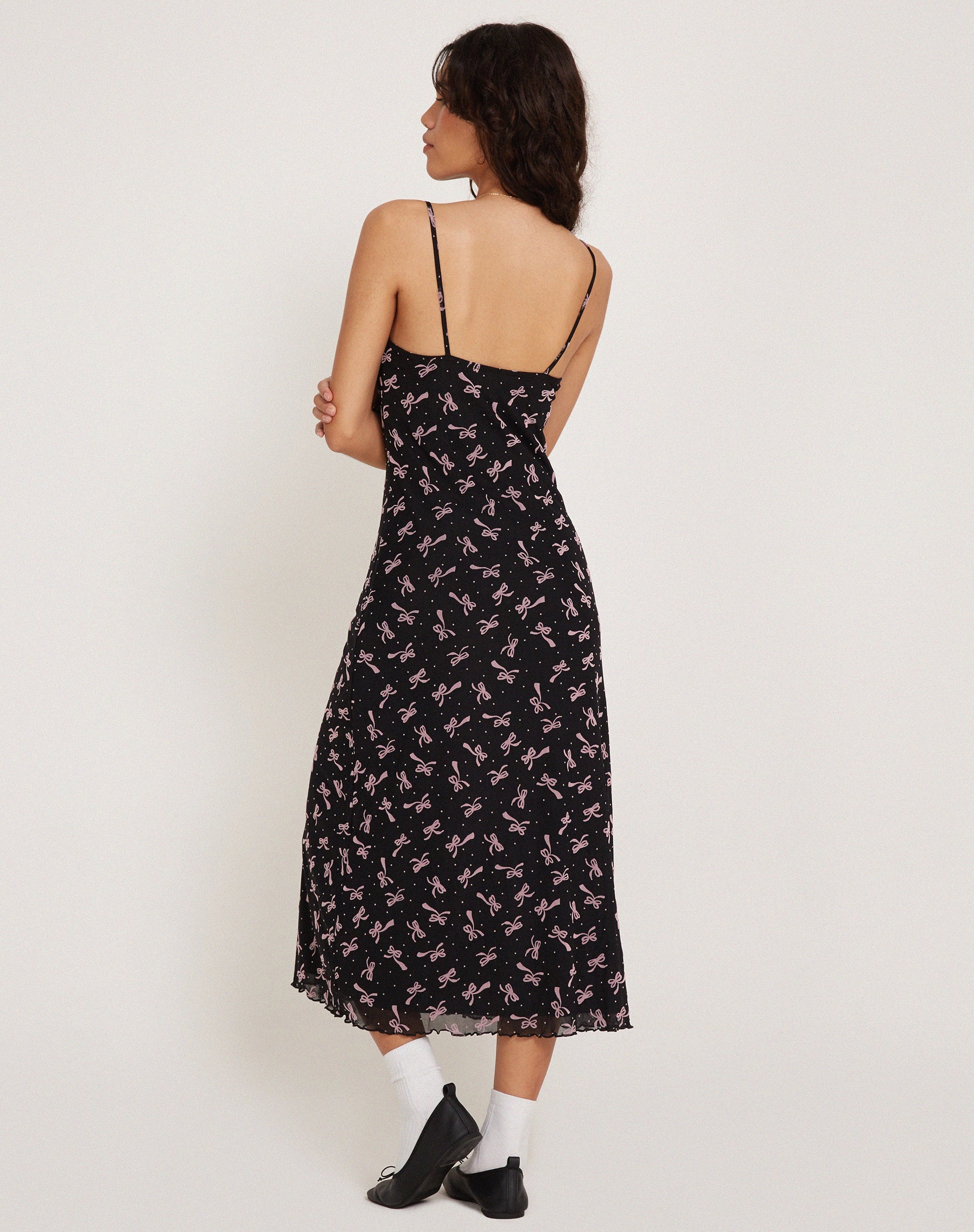 New look mesh midi dress in ditsy floral outlet print