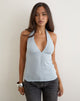 Image of Crinas Halter Top in Crinkle Grey Blue