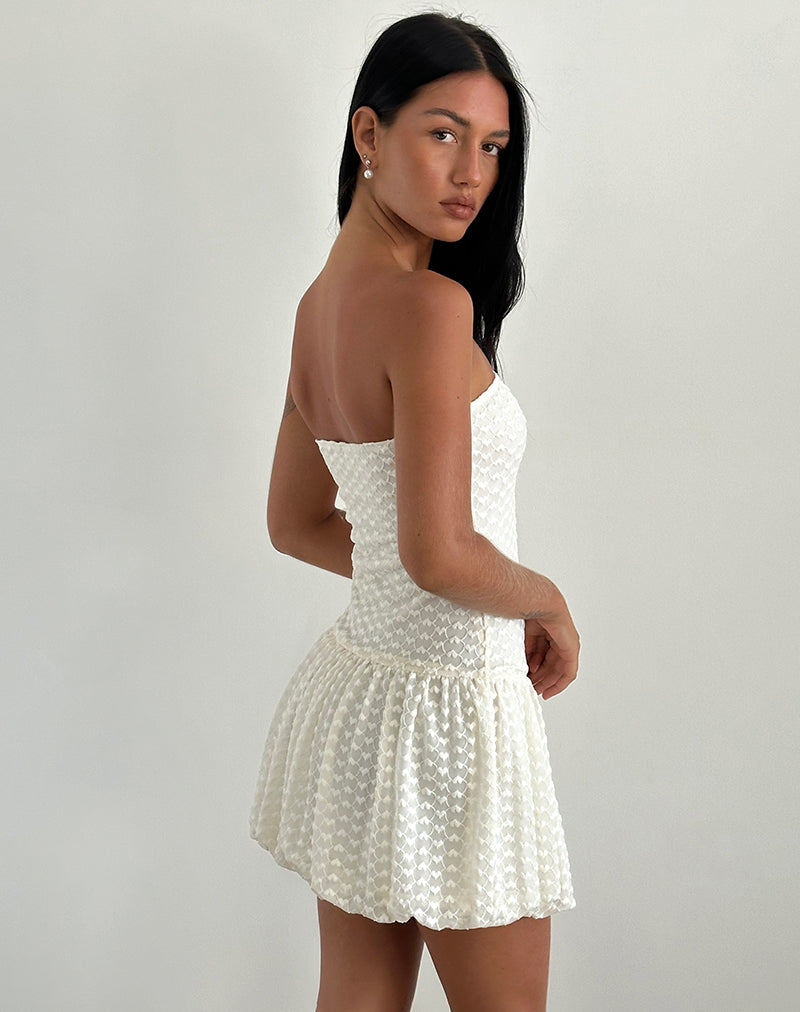 embellished lace bandeau mini dress Cryolan Bandeau Mini Dress in Ivory Heart Lace