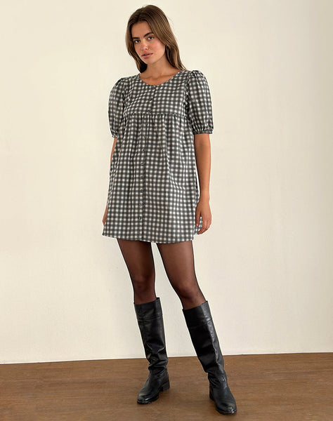 Black and Grey Gingham Mini Dress | Cybera – motelrocks-com-us