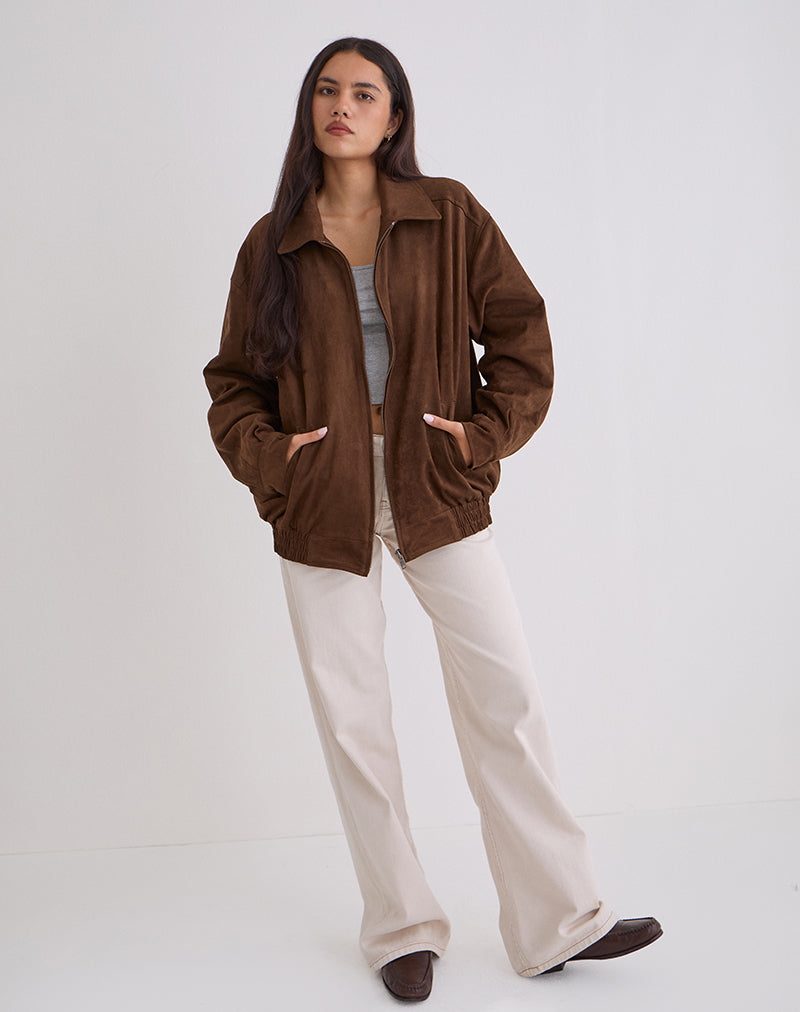 Brown Faux Suede Jacket | Cavita – motelrocks-com-us