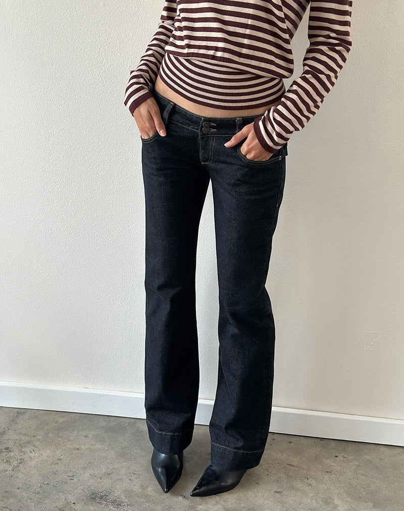 Image of Low Rise Bootcut Jeans in Indigo