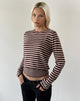 Image of Daima Top in Knit Mini Stripe Brown