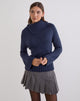 Image of Dajah Fold Over Jumper in Knit Navy