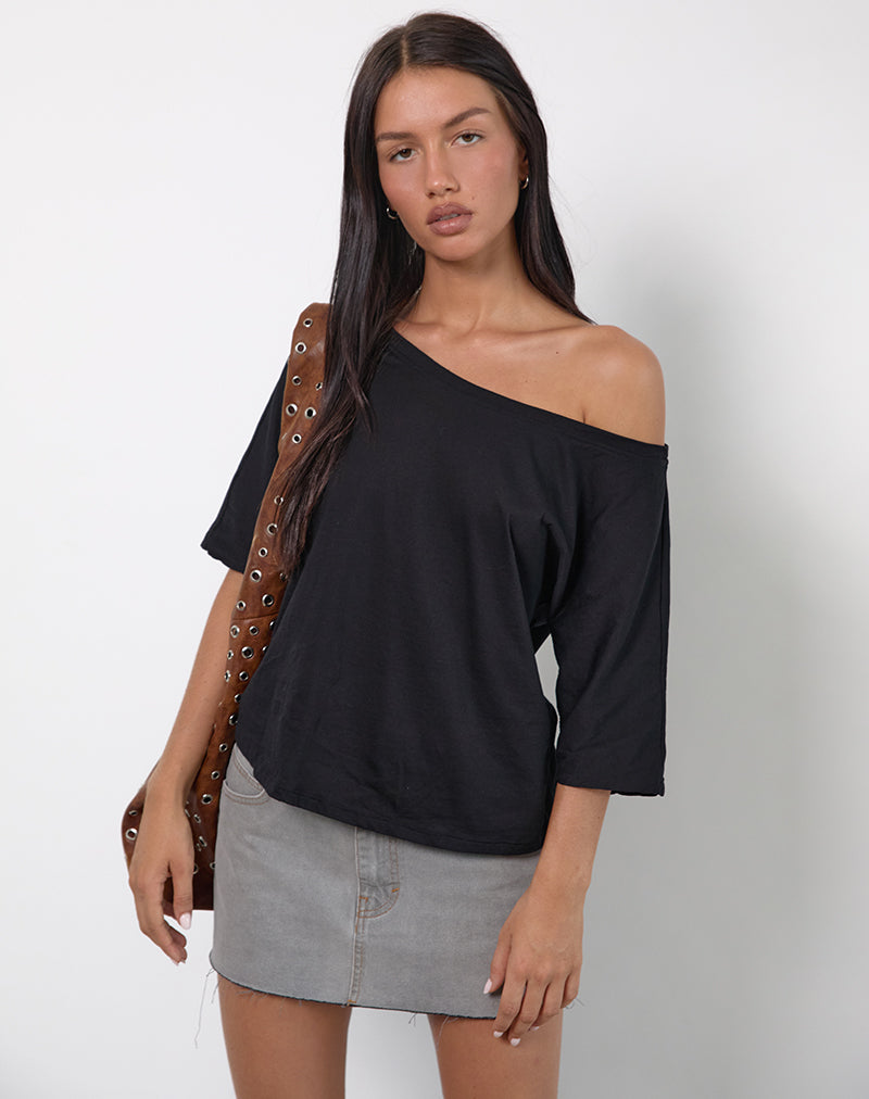 Daman Off-The-Shoulder Basic Top in Black