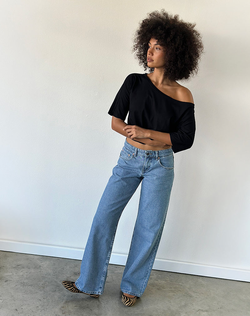Image of Low Rise Parallel Jeans in Blue Stone