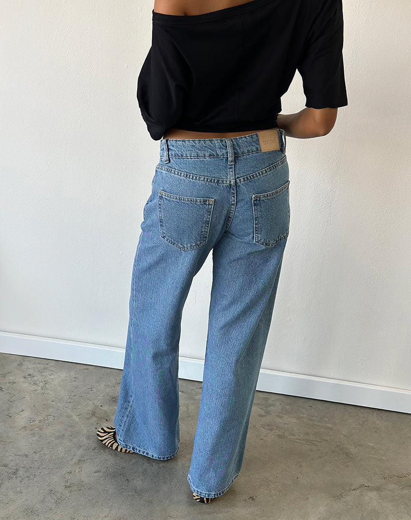 Image of Low Rise Parallel Jeans in Blue Stone