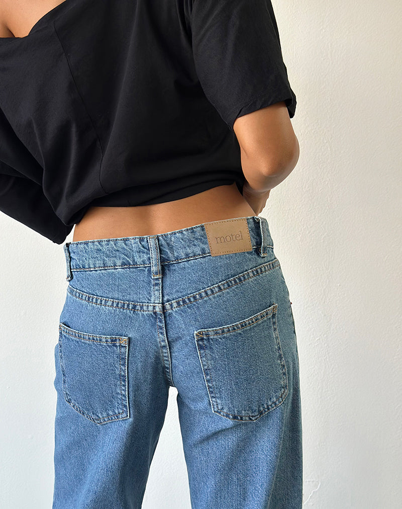 Image of Low Rise Parallel Jeans in Blue Stone