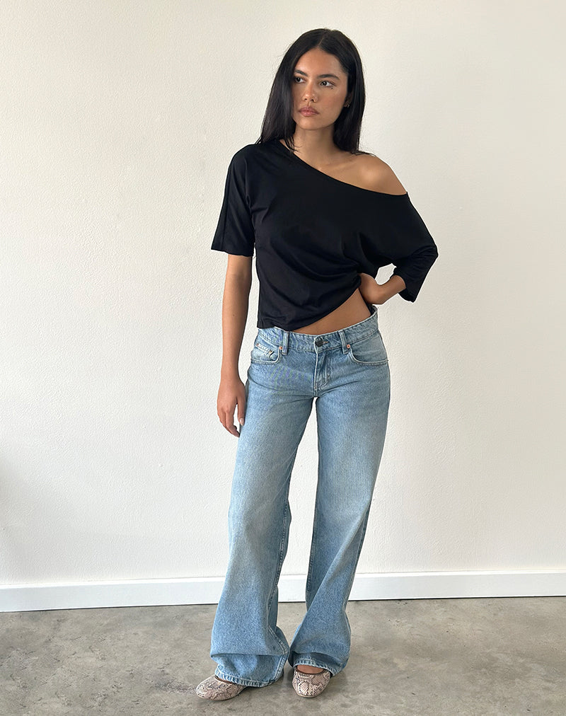 Low Rise Parallel Jeans In Bright Blue Used