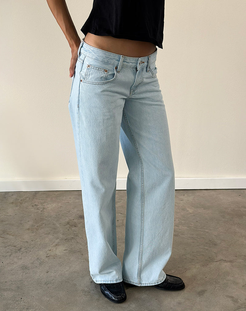 Low Rise Parallel Jeans in Light Wash Blue