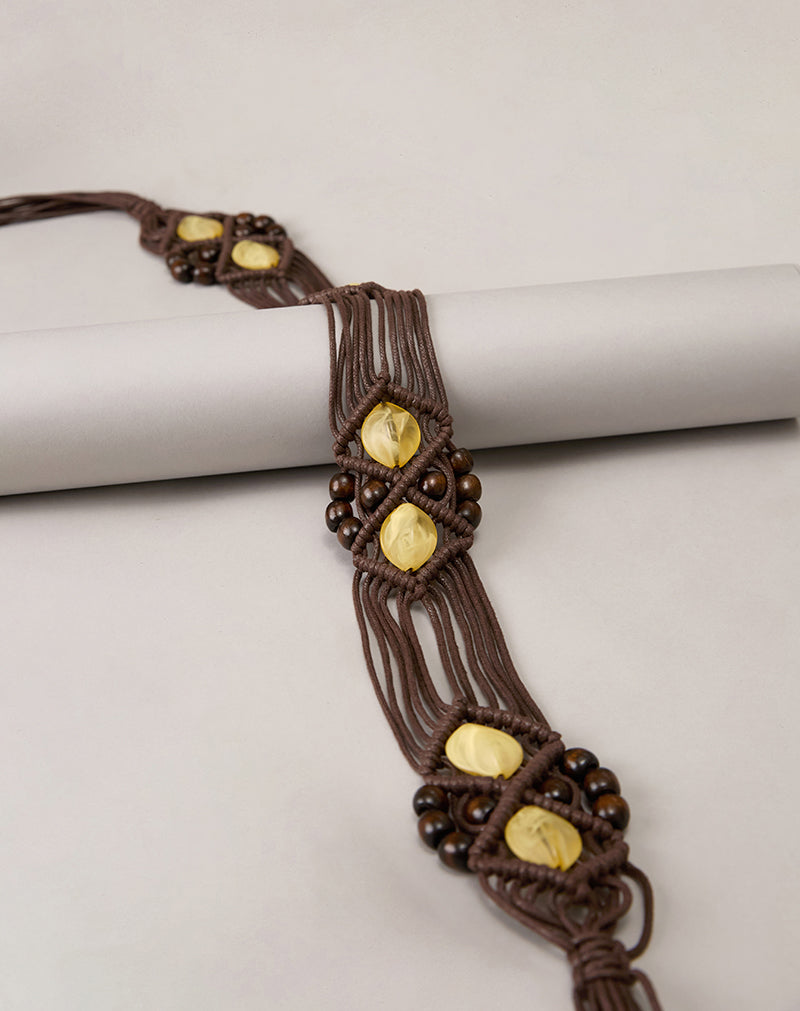 Brown Knotwork Rope Belt with Yellow Beads | Danta – motelrocks-com-us