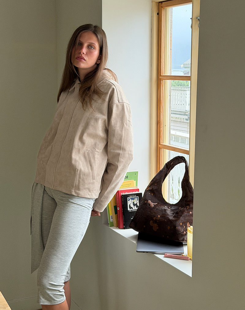 Dante Boxy Jacket in Faux Suede Tan