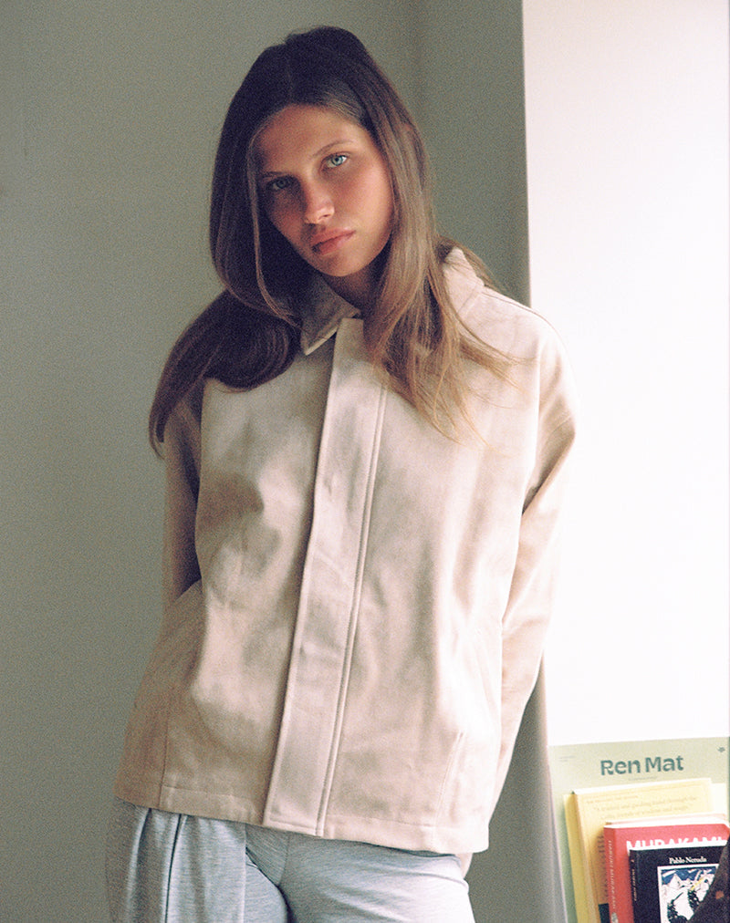 Dante Boxy Jacket in Faux Suede Tan
