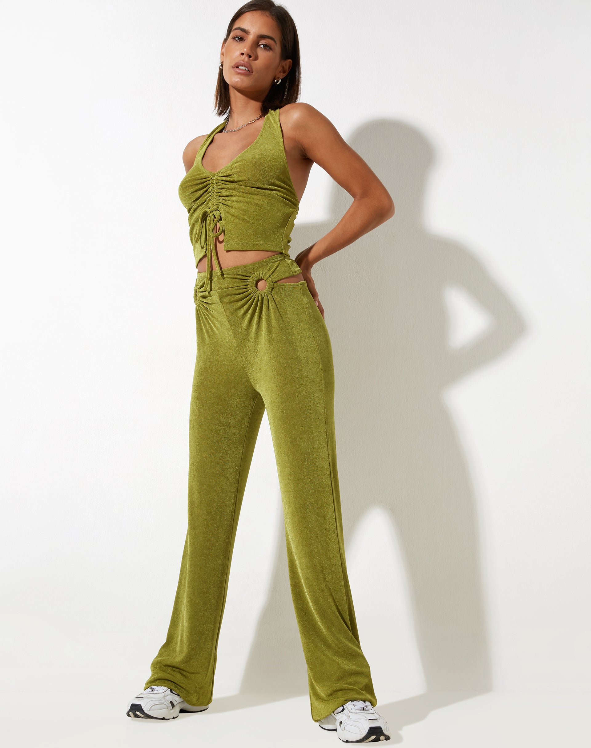 image of Sesaot Flare Trouser in Crepe Lime