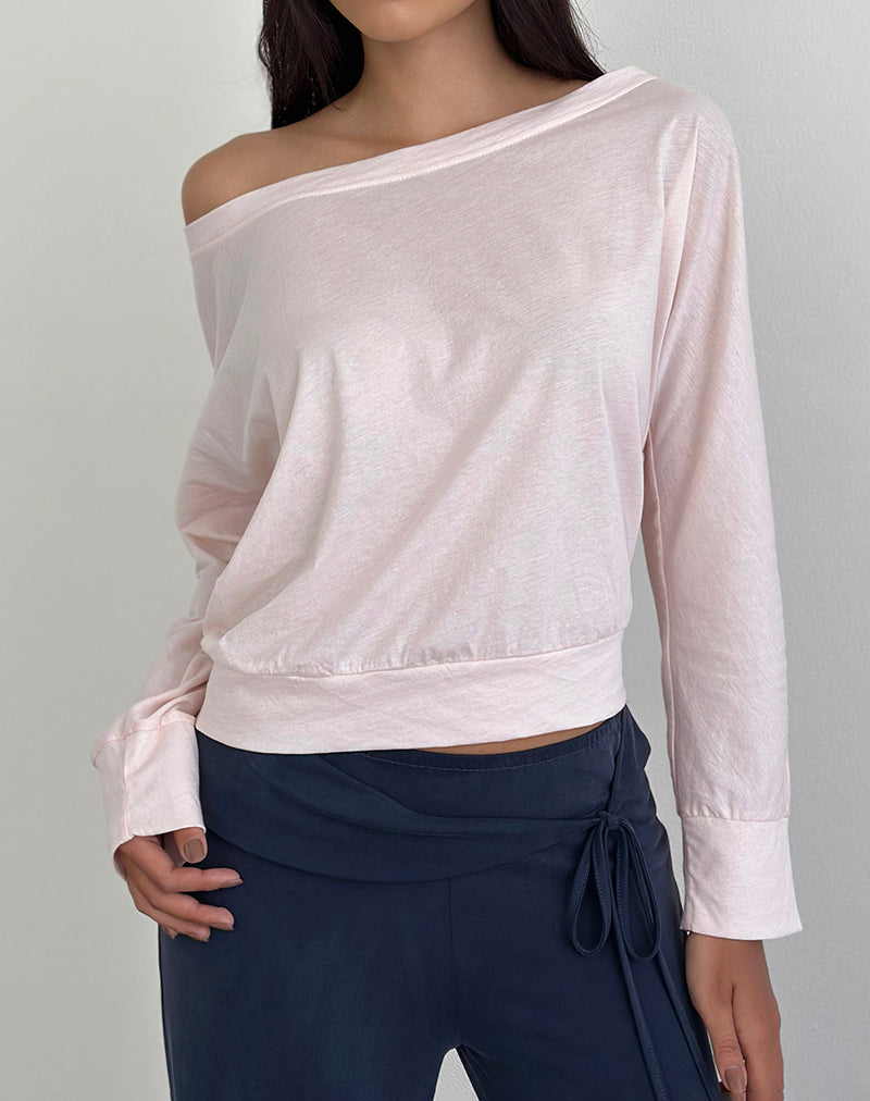 Image of Daral Long Sleeve Top in Jersey Light Pink