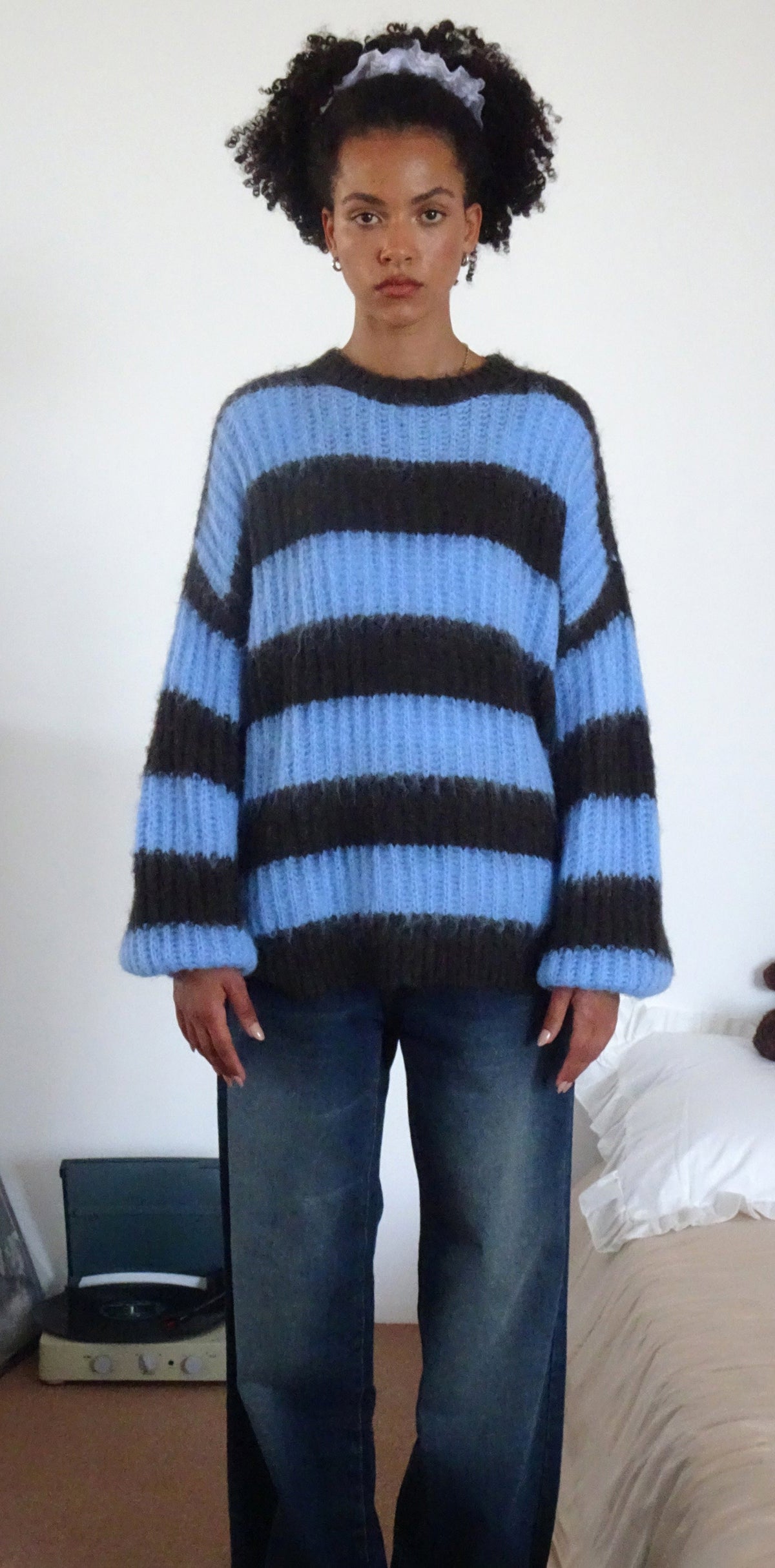 Brown and Blue Striped Jumper | Daren – motelrocks-com-us