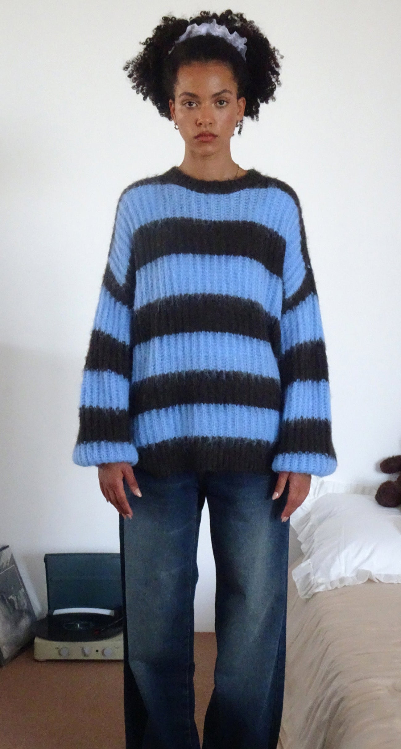 Brown and Blue Striped Jumper | Daren – motelrocks-com-us