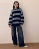 Image of Daren Jumper in Grey and Charcoal Stripes