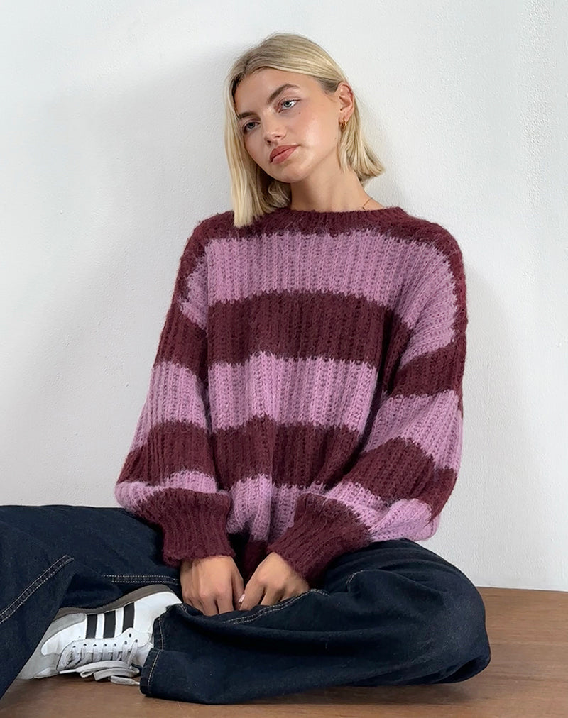 Daren Jumper in Purple Stripe