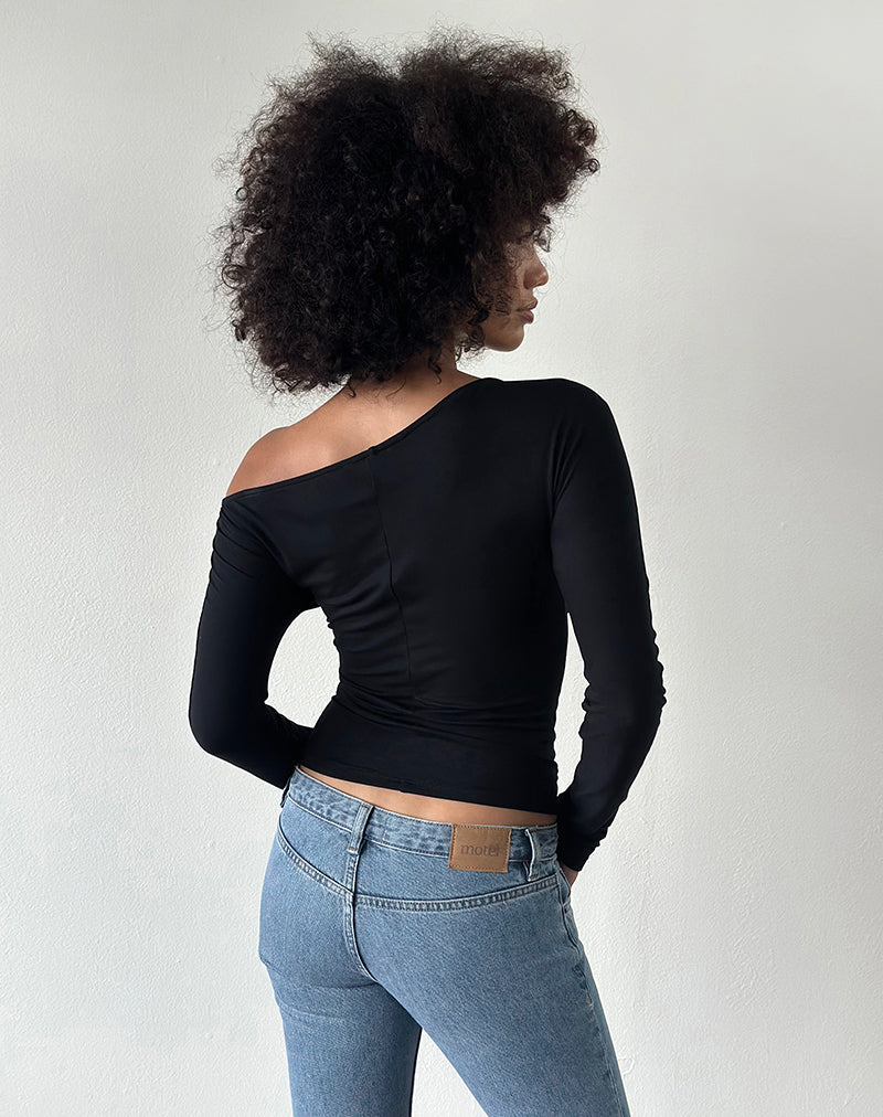 Image of Dareon Long Sleeve Off The Shoulder Top in Black