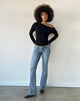 Image of Ultra Low Rise Stretch Flare Jeans in Mid Blue