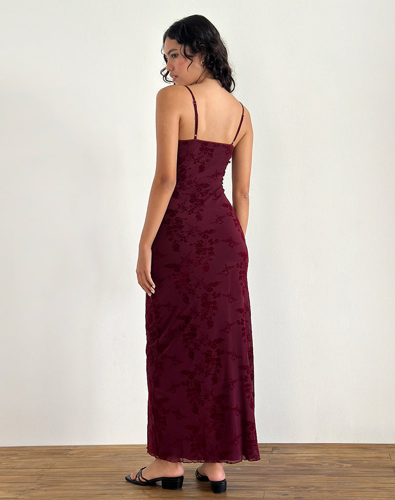 Maroon Red Flower Botanical Dress | Darish – motelrocks-com-us