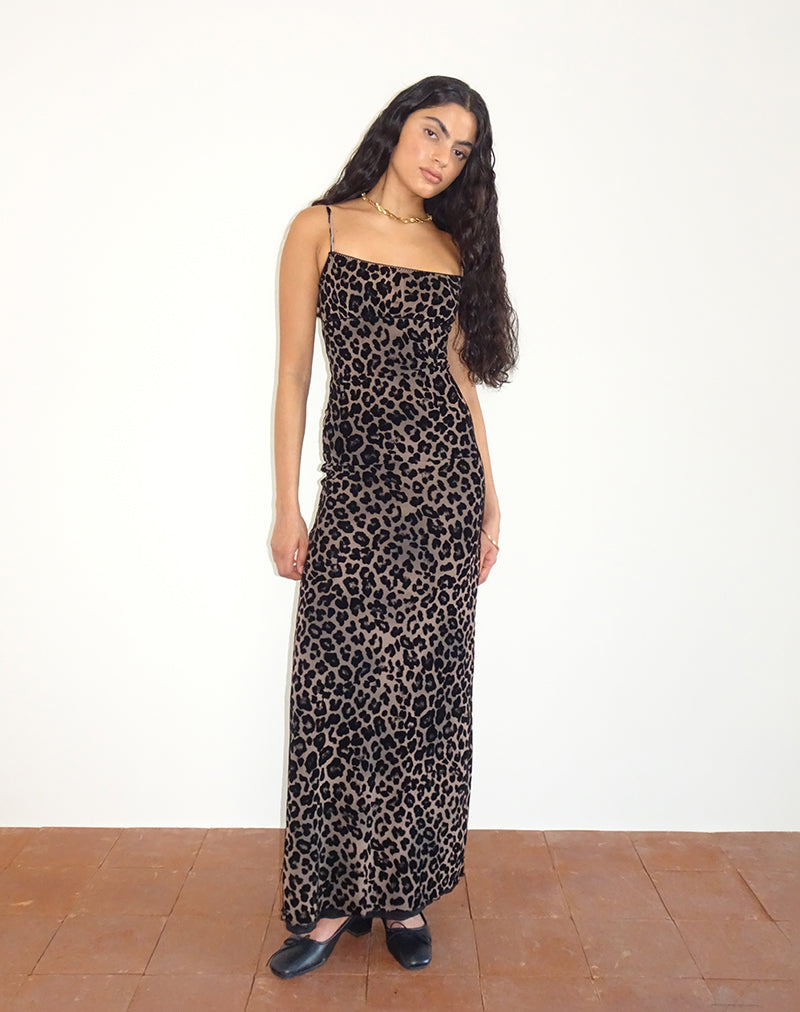 image of Darsih Maxi Dress in Flocked Rar Leopard