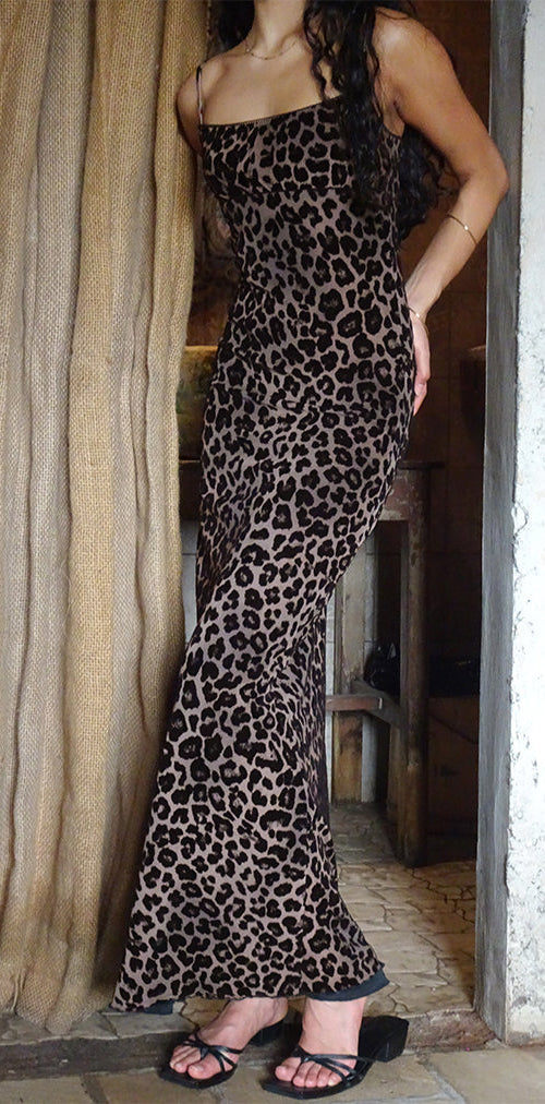 image of Darsih Maxi Dress in Flocked Rar Leopard