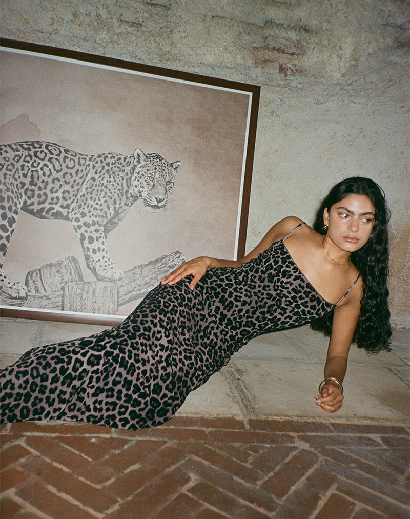 image of Darsih Maxi Dress in Flocked Rar Leopard